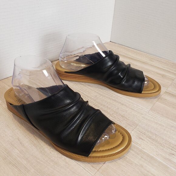 Blowfish Malibu Atlannah Black Slip-On Sandals Women’s Size 8.5 Ruched Comfort - Picture 1 of 8